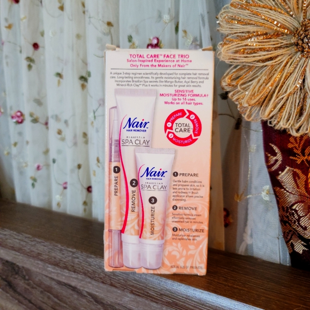 Nair Brazilian Spa Clay Total Care Facial Hair Remover Kit Trio NWT - Picture 4 of 7